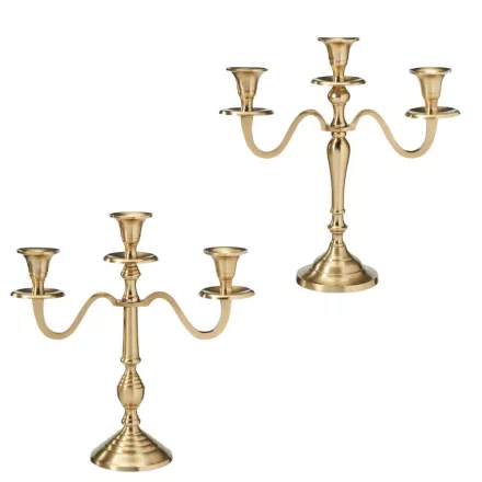 Gyertyatartó alu 3 ágú arany színű 30cm