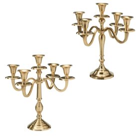 Gyertyatartó alu 5 ágú arany színű 30cm