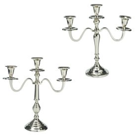Gyertyatartó alu 3 ágú ezüst színű 30cm