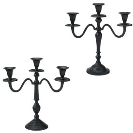 Gyertyatartó alu 3 ágú fekete 30cm