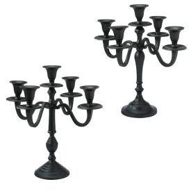 Gyertyatartó alu 5 ágú fekete 30cm