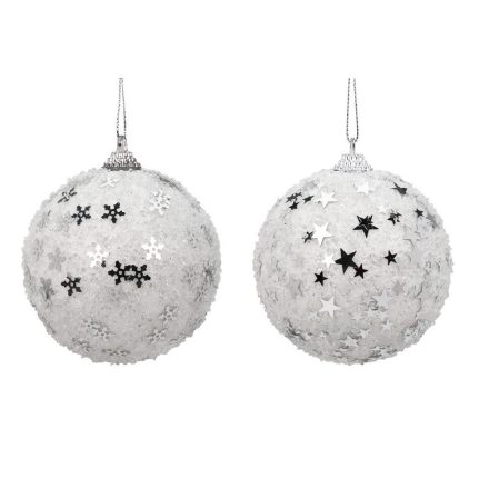 Glitteres gyöngyös gömb 8cm