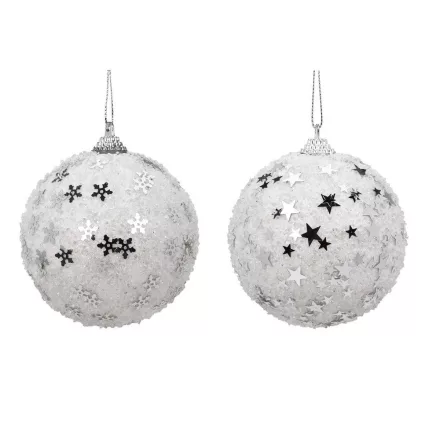 Glitteres gyöngyös gömb 8cm