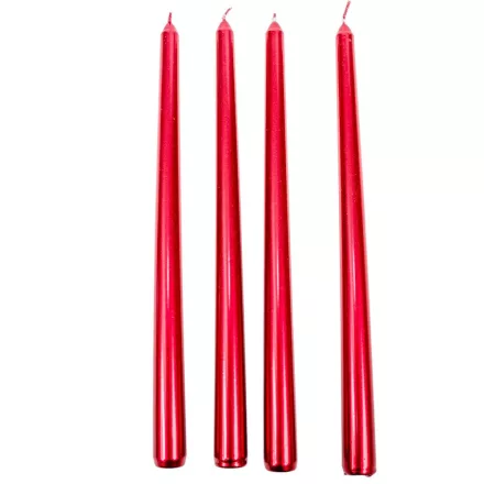 Metál szálas gyertya piros 30cm 4db/csom (db ár)