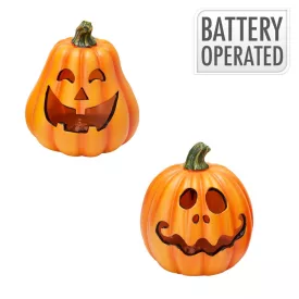 Halloween tök LED-es poly 14x15cm