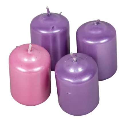 Metál adventi gyertya 40x60 mm 3lila+1rózsa 12db/csom (db ár)