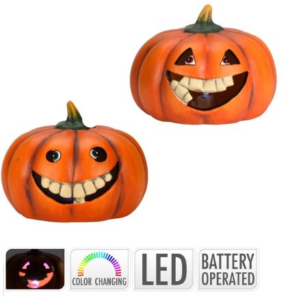 Halloween tök fogakkal ker. LED-es M14cm