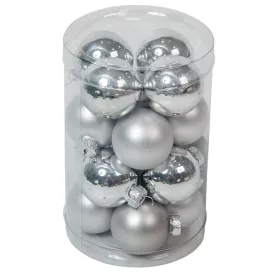 Üveggömb akasztós ezüst 3,5cm 16db-os csomag