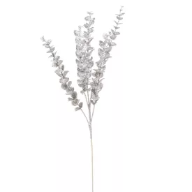 Glitteres eukaliptusz ág ezüst 83cm