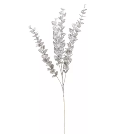 Glitteres eukaliptusz ág ezüst 83cm