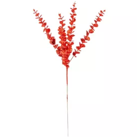 Glitteres eukaliptusz ág piros 83cm