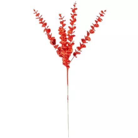 Glitteres eukaliptusz ág piros 83cm