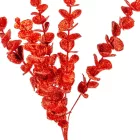 Glitteres eukaliptusz ág piros 83cm