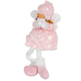 Lógólábú angyal textil rózsaszín-fehér 20cm