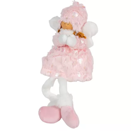 Lógólábú angyal textil rózsaszín-fehér 20cm