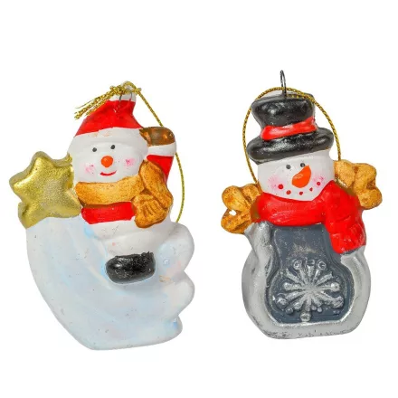 Hóember figura akasztós kerámia 7cm