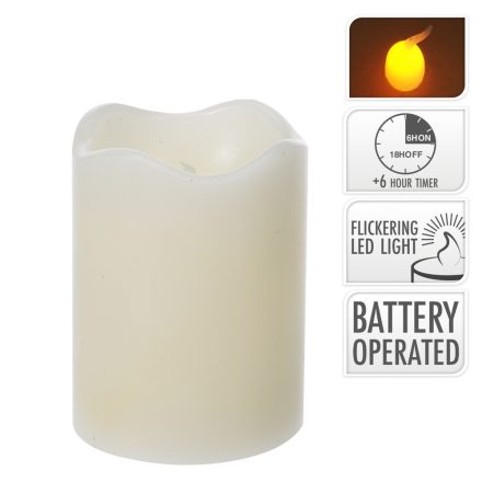 Gyertya LED-es láng effekttel ivory D7cm M9cm