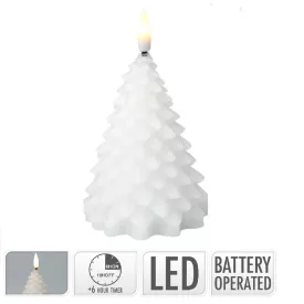   Fenyő gyertya LED-es fehér időzítős elemes (elem nélkül) M11cm