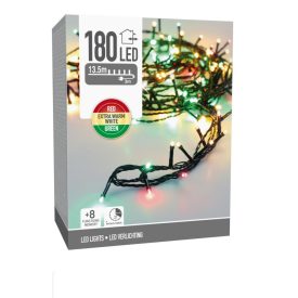   Fényfüzér 180 LED-es időzítős programos adapteres piros-meleg-zöld