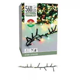   Sűrű fényfüzér 560 LED-es transzparens időzítős programos adapterrel piros-meleg-zöld