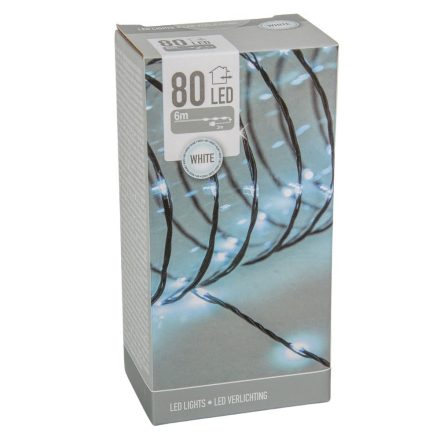 Fényvezeték 80 LED-es adapteres hideg