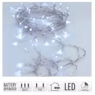 Fényfüzér 80 LED-es transparens  időzítős elemes (elem nélkül) hideg