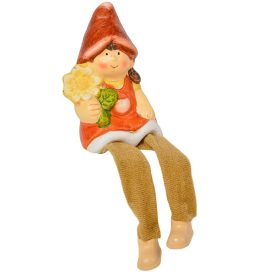 Lógólábú gyerek virággal kerámia 9cm Lógólábú gyerek virággal kerámia 9cm