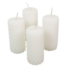 Bársony glitter csavart henger gyertya 55x100mm fehér 4db/csom (db ár)   Bársony glitter csavart henger gyertya 55x100mm fehér 4db/csom (db ár)