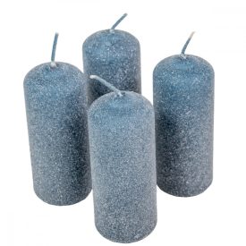 Bársony glitter henger gyertya 40x100mm acél kék 4db/csom (db ár)   Bársony glitter henger gyertya 40x100mm acél kék 4db/csom (db ár)