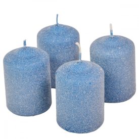 Bársony glitter henger gyertya 50x75mm acél kék 4db/csom (db ár)   Bársony glitter henger gyertya 50x75mm acél kék 4db/csom (db ár)