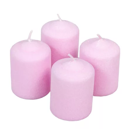 Bársony glitter henger gyertya 50x75mm ciklámen 4db/csom (db ár)