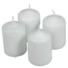 Bársony glitter henger gyertya 50x75mm fehér 4db/csom (db ár)