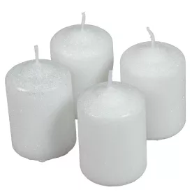   Bársony glitter henger gyertya 50x75mm fehér 4db/csom (db ár)