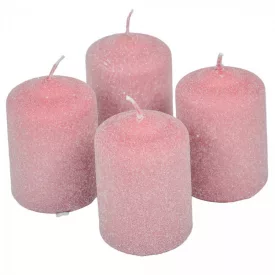   Bársony glitter henger gyertya 50x75mm hús 4db/csom (db ár)