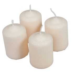 Bársony glitter henger gyertya 50x75mm krém 4db/csom (db ár)   Bársony glitter henger gyertya 50x75mm krém 4db/csom (db ár)