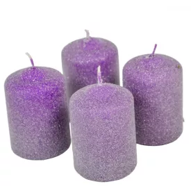 Bársony glitter henger gyertya 50x75mm lila