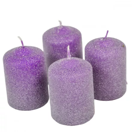 Bársony glitter henger gyertya 50x75mm lila