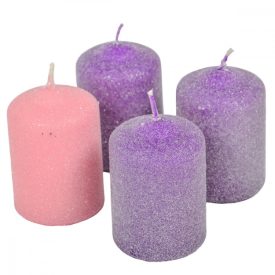 Bársony glitter henger gyertya 50x75mm lila-rózsaszín Bársony glitter henger gyertya 50x75mm lila-rózsaszín