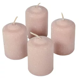   Bársony glitter henger gyertya 50x75mm mogyoró 4db/csom (db ár)