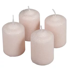   Bársony glitter henger gyertya 50x75mm pezsgő 4db/csom (db ár)