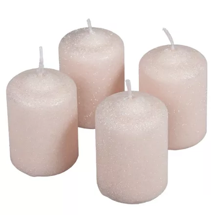 Bársony glitter henger gyertya 50x75mm pezsgő 4db/csom (db ár)