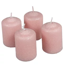   Bársony glitter henger gyertya 50x75mm púder 4db/csom (db ár)