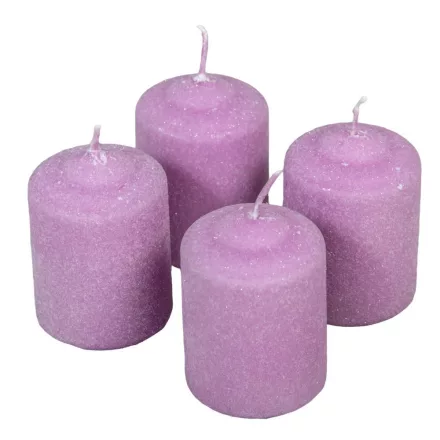 Bársony glitter henger gyertya 50x75mm viola