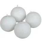 Bársony glitter gömb gyertya 60mm fehér 4db/csom (db ár)