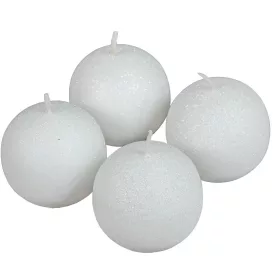 Bársony glitter gömb gyertya 60mm fehér 4db/csom (db ár)