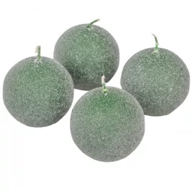   Bársony glitter gömb gyertya 60mm új zöld 4db/csom (db ár)