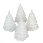 Bársony glitter fenyőfa gyertya 75x100mm fehér 4db/csom