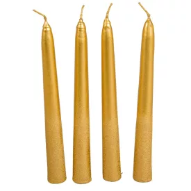   Bársony metál spitz gyertya 195mm arany 4 darabos csomagban rendelhető | darab ár!