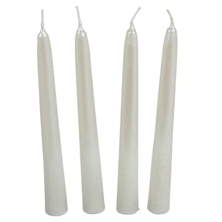Bársony metál spitz gyertya 195mm fehér 4db/csom (db ár)