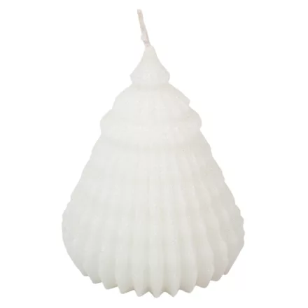 Bársony glitter origami fenyő gyertya 90x120mm fehér